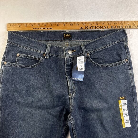 Lee Mens Regular Straight Fit Dark Wash Jeans 36x29 Horizon Denim Classic Style - Picture 5 of 11